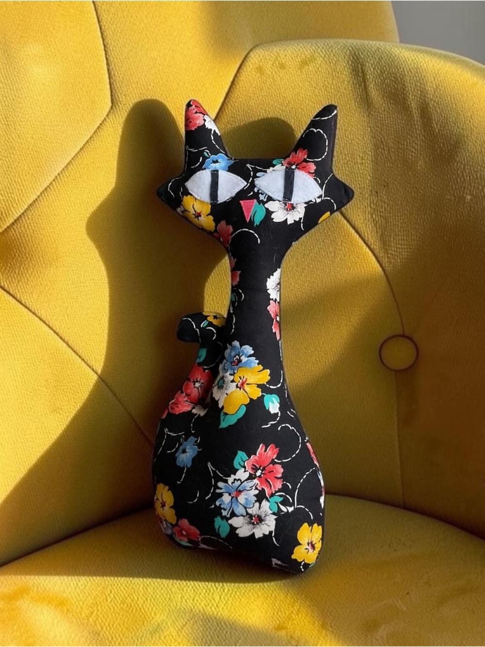 Handmade Multicolor Floral Atomic Cat Decorative Pillow Plush